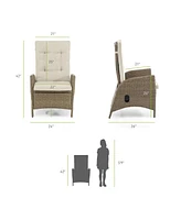 Furniture of America 2 Piece Resin Wicker Outdoor Gas Spring Reclining Chairs with Cushions
