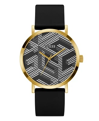Guess Men's Analog Black Silicone Watch 44mm