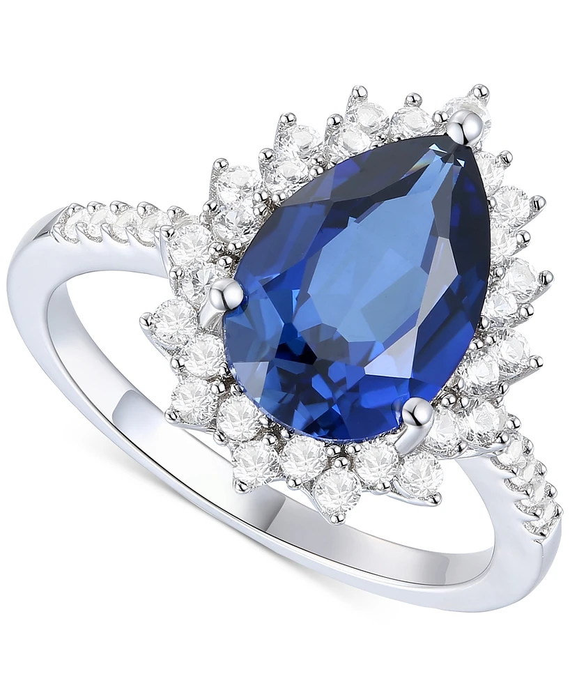 Lab-Grown Opal (7/8 ct. t.w.) & White Sapphire (5/8 Halo Ring 14k Rose Gold-Plated Sterling Silver (Also Ruby La