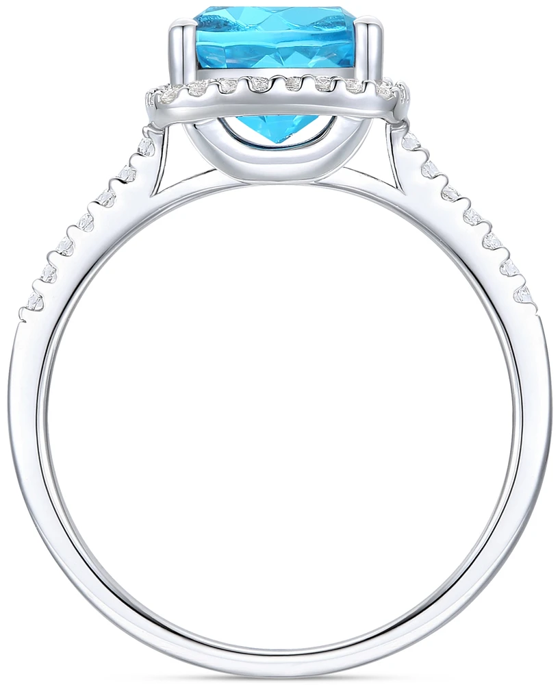 Ruby (2-1/2 ct. t.w.) & Lab-Grown White Sapphire (1/4 Halo Ring 14k Gold-Plated Sterling Silver (Also Additional Gemstones)