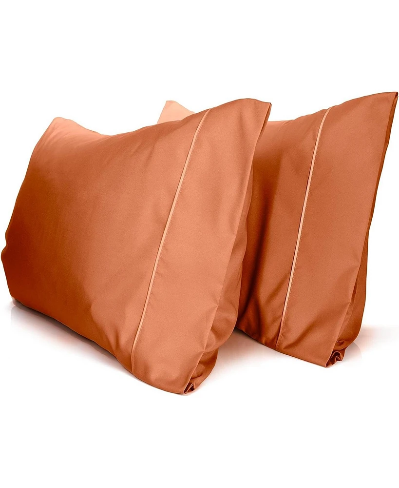 Queen 2PC Ultra Soft Silky Solid Performance Pillowcase Set