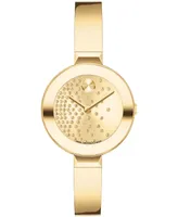 Movado Women's Bold Bangles Swiss Quartz Ionic Plated Light Gold-Tone 2 Steel Watch 28mm