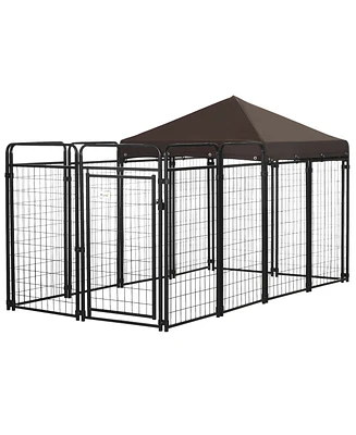 PawHut Dog Kennel Outdoor for Large and Medium Dogs, 9.3' x 4.6' x 5.2'
