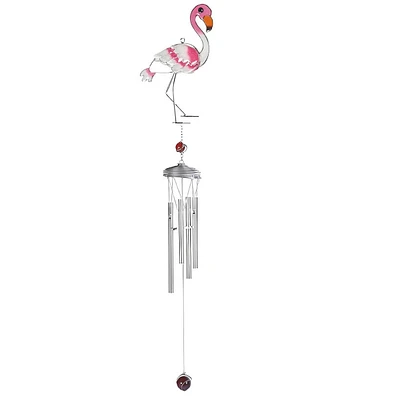 Fc Design 35"Long Flamingo Suncatcher Wind Chime with Silver Gem Home Decor Perfect Gift for House Warming, Holidays and Birthdays