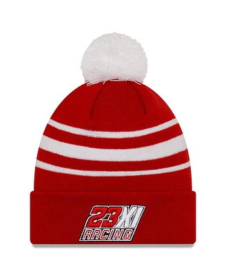 Men's New Era Red, White Bubba Wallace Door Dash Knit Pom Cuff Beanie