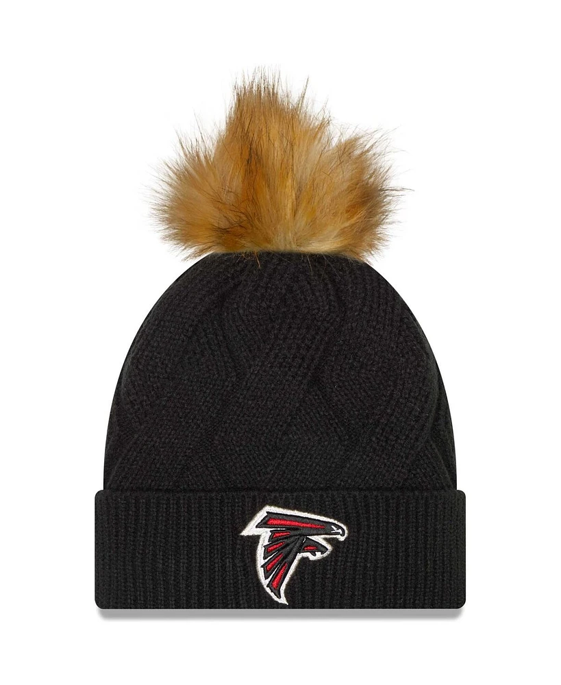 Women's New Era Black Atlanta Falcons Snowy Cuffed Knit Hat with Pom