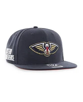 Men's '47 Brand Navy New Orleans Pelicans Sure Shot Captain Snapback Hat