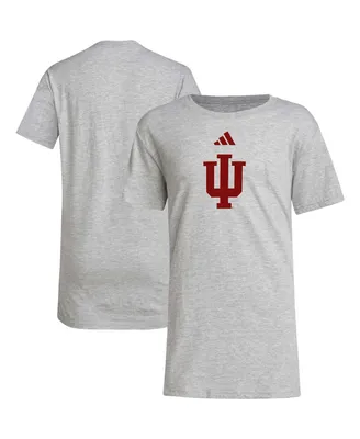Big Boys adidas Gray Indiana Hoosiers 2023 Sideline Locker Room Logo Fresh T-shirt