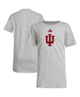 Big Boys adidas Gray Indiana Hoosiers 2023 Sideline Locker Room Logo Fresh T-shirt