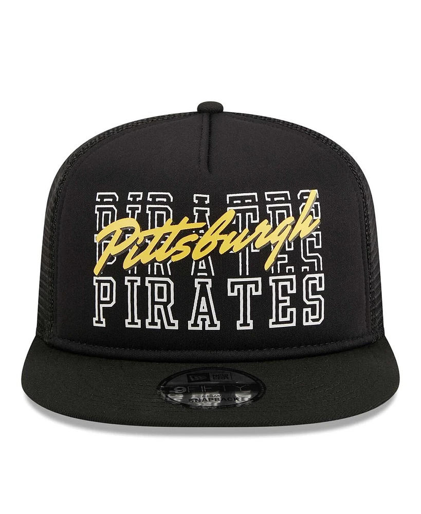Men's New Era Black Pittsburgh Pirates Street Team A-Frame Trucker 9FIFTY Snapback Hat
