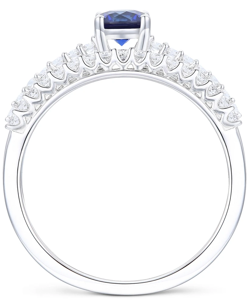 Lab-Grown Emerald (3/8 ct. t.w.) & White Sapphire Bridal Set 14k Gold-Plated Sterling Silver (Also Ruby Blue