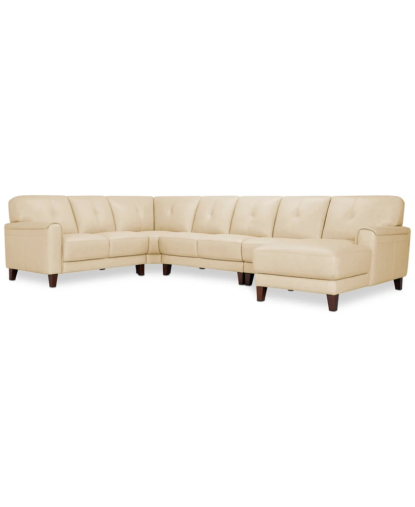 Closeout! Ashlinn 144" 5-Pc. Pastel Leather Sectional, Created for Macy's