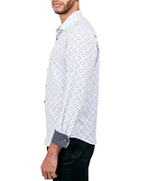 Society of Threads Men's Regular-Fit Non-Iron Performance Stretch Geo-Print Button-Down Shirt