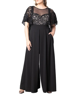 Kiyonna Plus Alluring Sequins Lace Formal Jumpsuit
