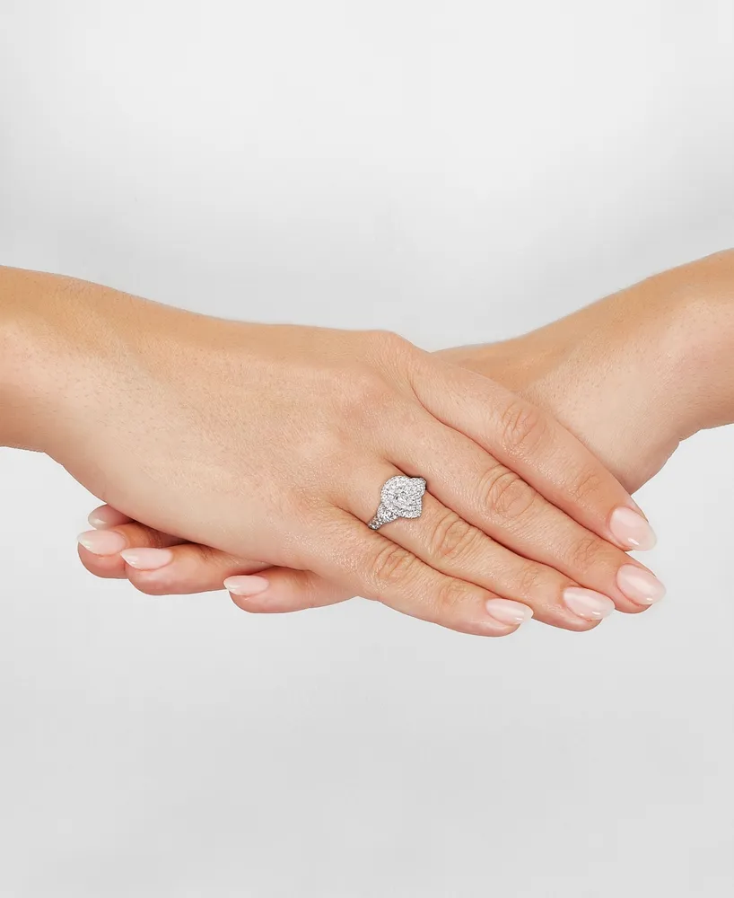 Diamond Pear-Cut Halo Engagement Ring (1 ct. t.w.) in 14k White Gold
