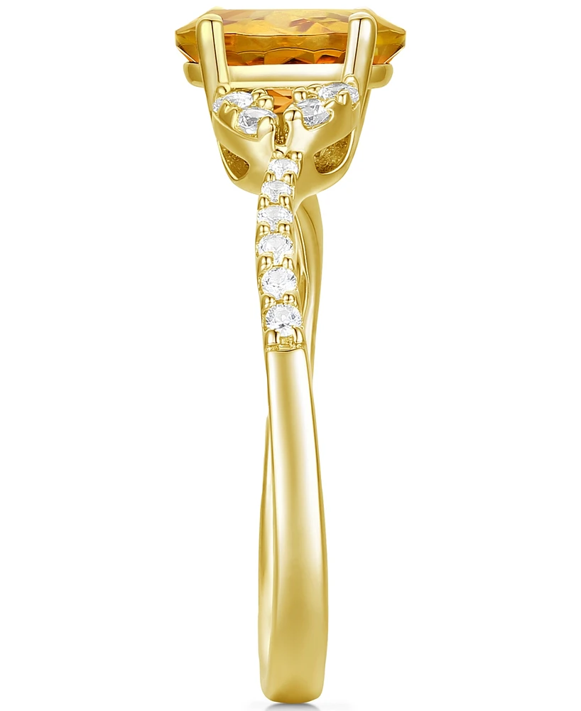 Citrine (1 ct. t.w.) & Lab-Grown White Sapphire (1/4 Ring 14k Gold-Plated Sterling Silver (Also Additional Gemstones)
