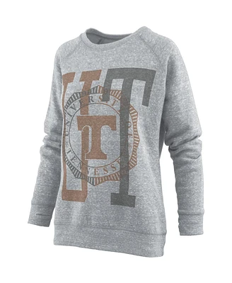 Women's Pressbox Heather Gray Tennessee Volunteers Knobi Raglan Pullover Sweatshirt