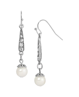2028 Imitation Pearl Crystal Linear Drop Earring