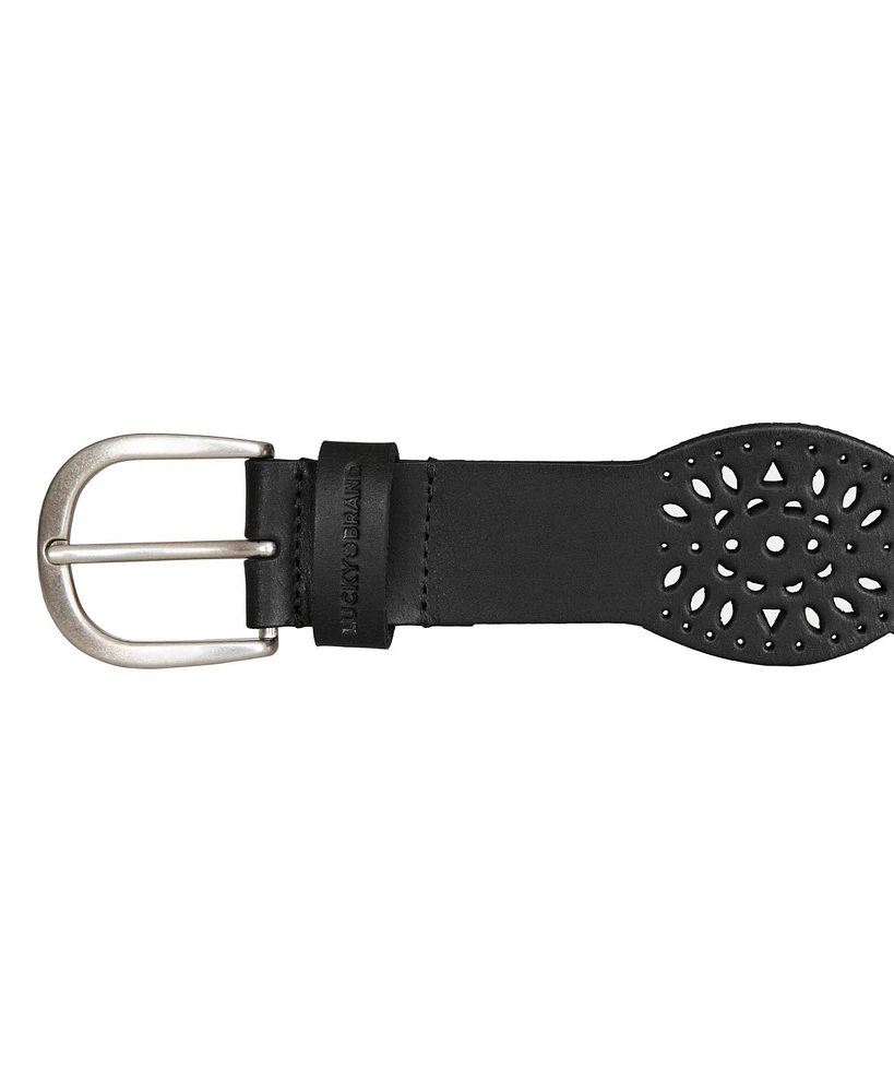 Lucky Brand Women's Perforated Scalloped Edge Leather Belt