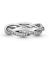 Pandora Cubic Zirconia Timeless Sparkling Twisted Lines Ring