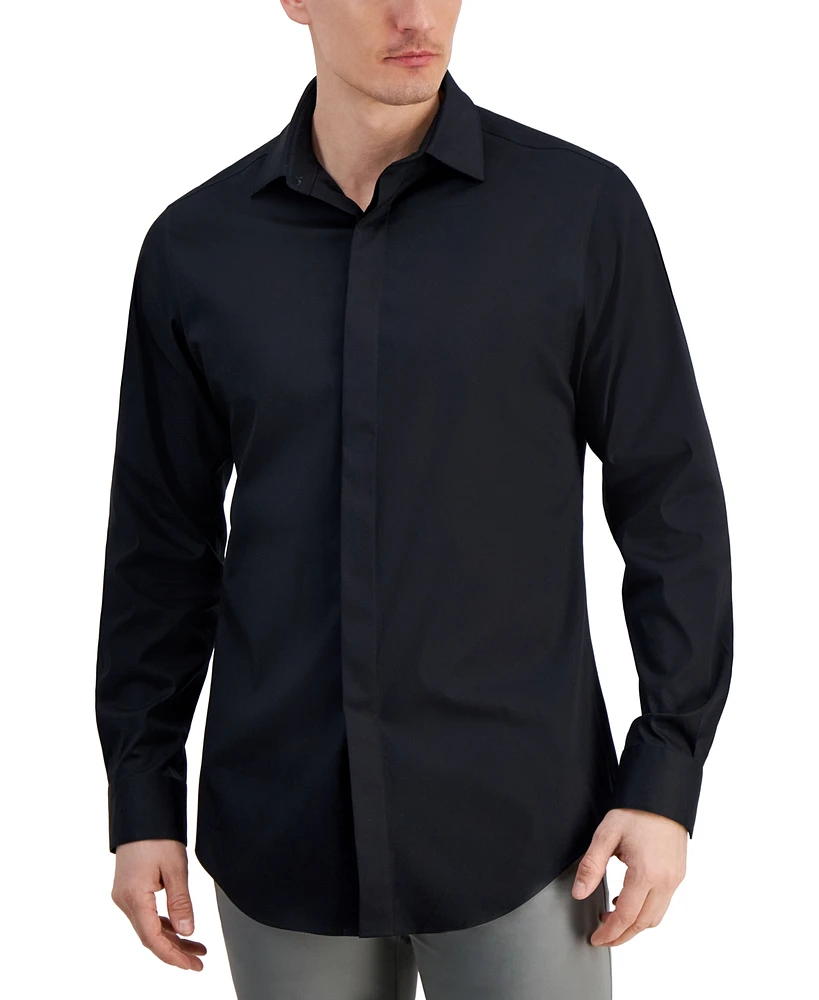 Alfani Men's Slim Fit Covered Placket Tuxedo Shirt, Created for Macy's
