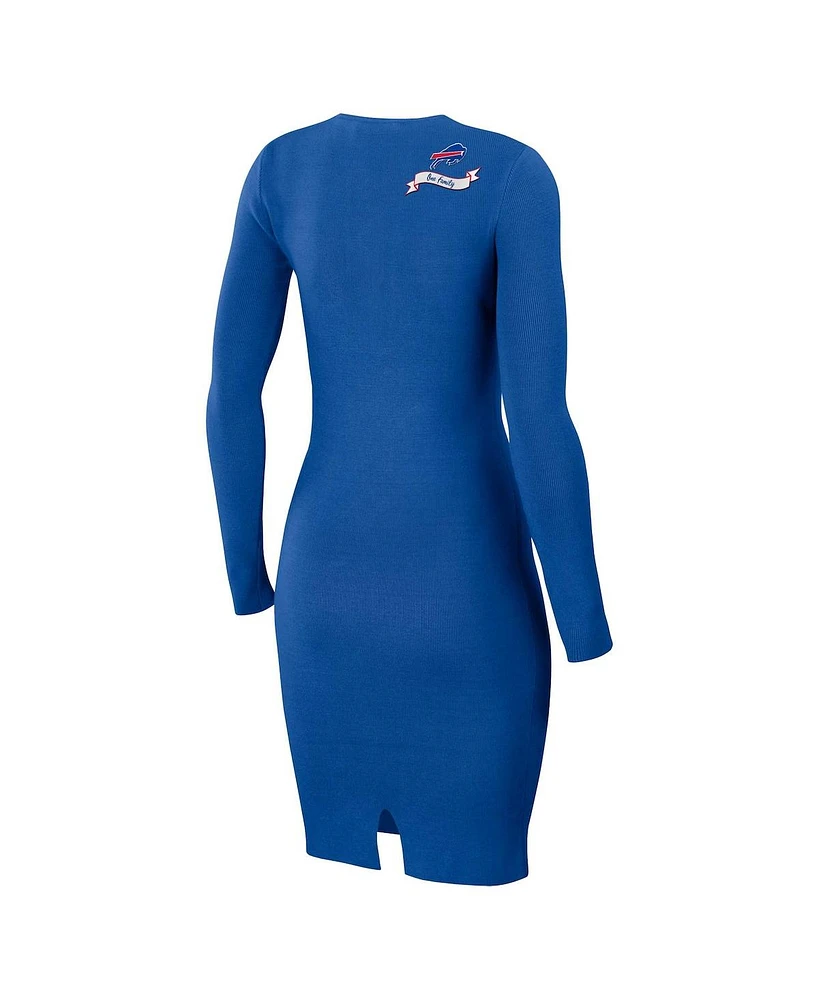 Women's Wear by Erin Andrews Royal Buffalo Bills Lace Up Long Sleeve Dress