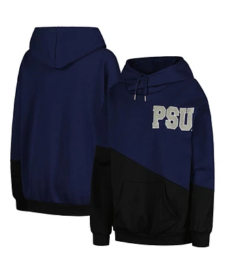 Women's Gameday Couture Navy, Black Penn State Nittany Lions Matchmaker Diagonal Cowl Pullover Hoodie