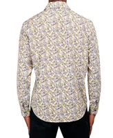 Society of Threads Men's Slim Fit Non-Iron Performance Stretch Floral Button-Down Shirt
