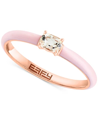 Effy Morganite (1/5 ct. t.w.) & Enamel Solitaire Ring in 14k Rose-Gold-Plated Sterling Silver