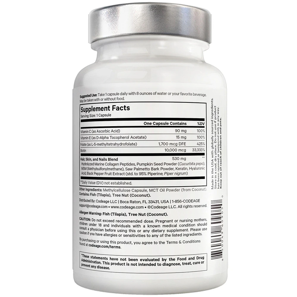 Amen Biotin Collagen Vitamins+ 10,000 mcg Biotin Supplement