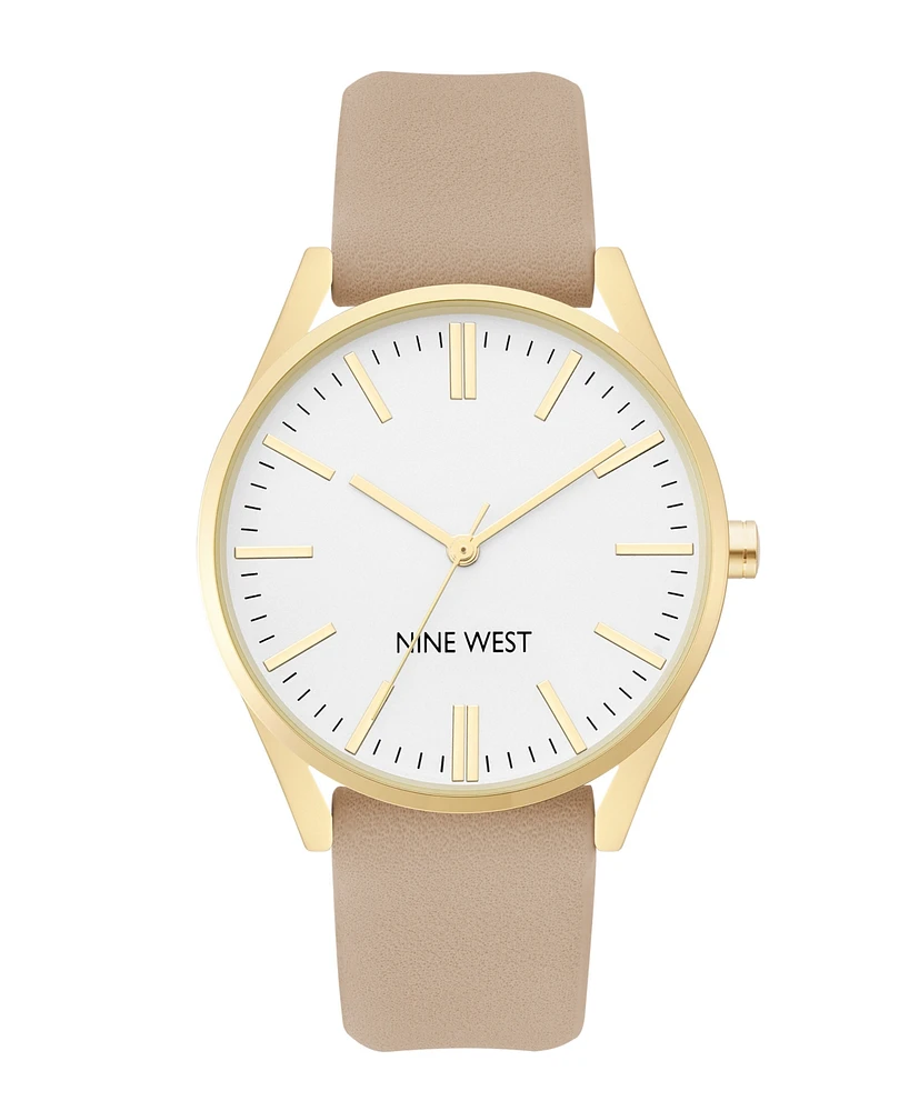 Nine West Women's Quartz Tan Faux Leather Band Watch, 36mm