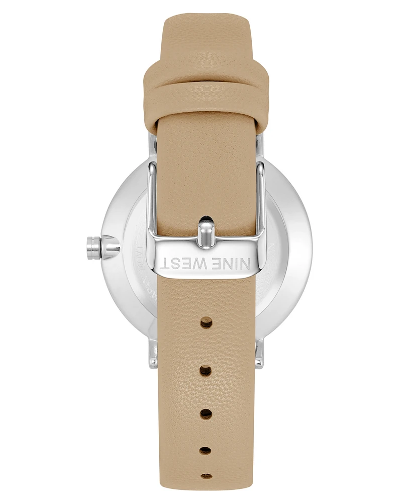 Nine West Women's Quartz Tan Faux Leather Band Watch, 36mm