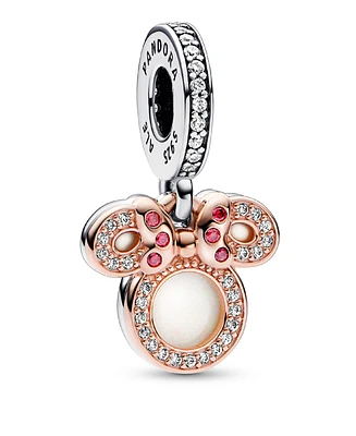 Pandora Cubic Zirconia Disney Minnie Mouse Silhouette Double Dangle Charm