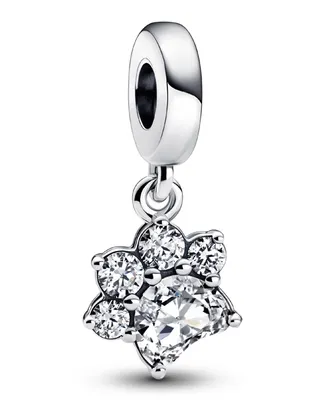 Pandora Cubic Zirconia Sparkling Pet Paw Print Dangle Charm