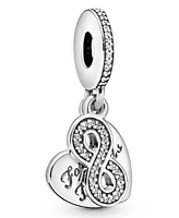 Pandora Cubic Zirconia Forever Friends Heart Dangle Charm