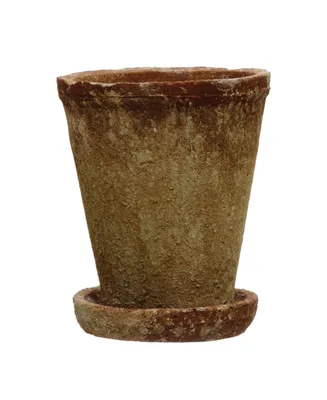 Cement Planter with Saucer