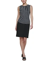Calvin Klein Printed Pleat-Neck Blouse, Regular and Petite Sizes