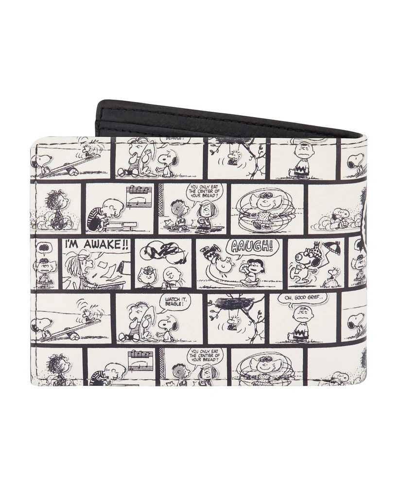 Peanuts Men's Joe Cool Comic Aop Bifold Wallet, Slim Wallet with Decorative Tin for Men and Women