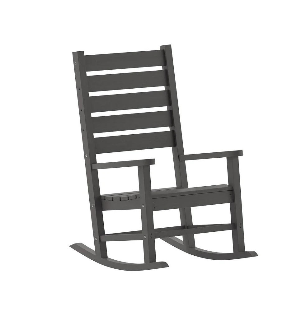Fielder Contemporary Rocking Chair, All-Weather Hdpe Indoor/Outdoor Rocker