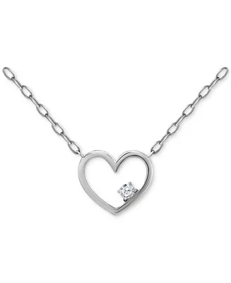 Giani Bernini Cubic Zirconia Accent Open Heart Pendant Necklace in Sterling Silver, 16" + 2" extender, Created for Macy's