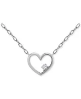 Giani Bernini Cubic Zirconia Accent Open Heart Pendant Necklace in Sterling Silver, 16" + 2" extender, Created for Macy's