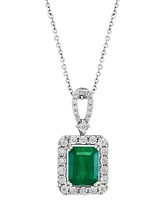 Effy Emerald (2-1/5 ct. t.w.) & Diamond (1/4 ct. t.w.) 18" Pendant Necklace in 14k White Gold (Also Available in 14k Yellow Gold)