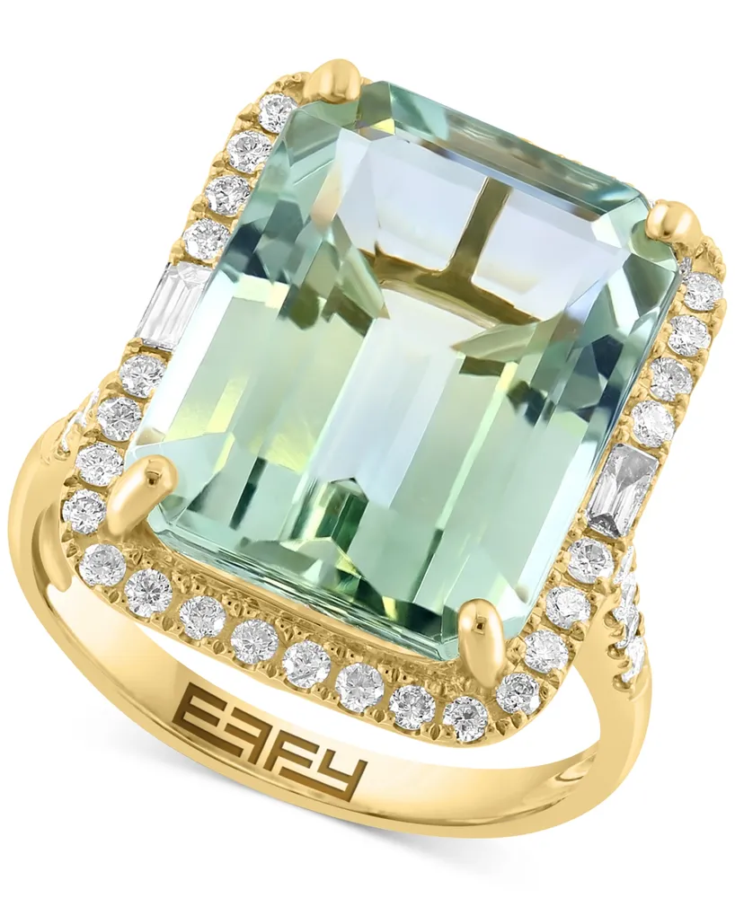 Effy Amethyst (10-3/4 ct. t.w.) & Diamond (3/8 Halo Ring 14k Gold (Also available Citrine, London Blue Topaz, Green Quartz Black Ony