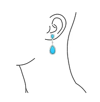 Bling Jewelry Aqua Blue Pear Shaped Cz Halo Statement Dangle Chandelier Teardrop Earrings Rhodium Plated Brass