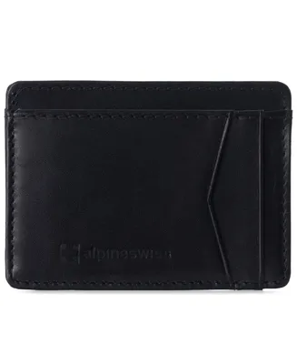 Alpine Swiss Men's Men Rfid Safe Minimalist Front Pocket Wallet Leather Thin Card Case