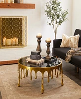 Rosemary Lane Aluminum Drip Coffee Table with Melting Designed Legs and Shaded Glass Top, 36" x 36" x 16"