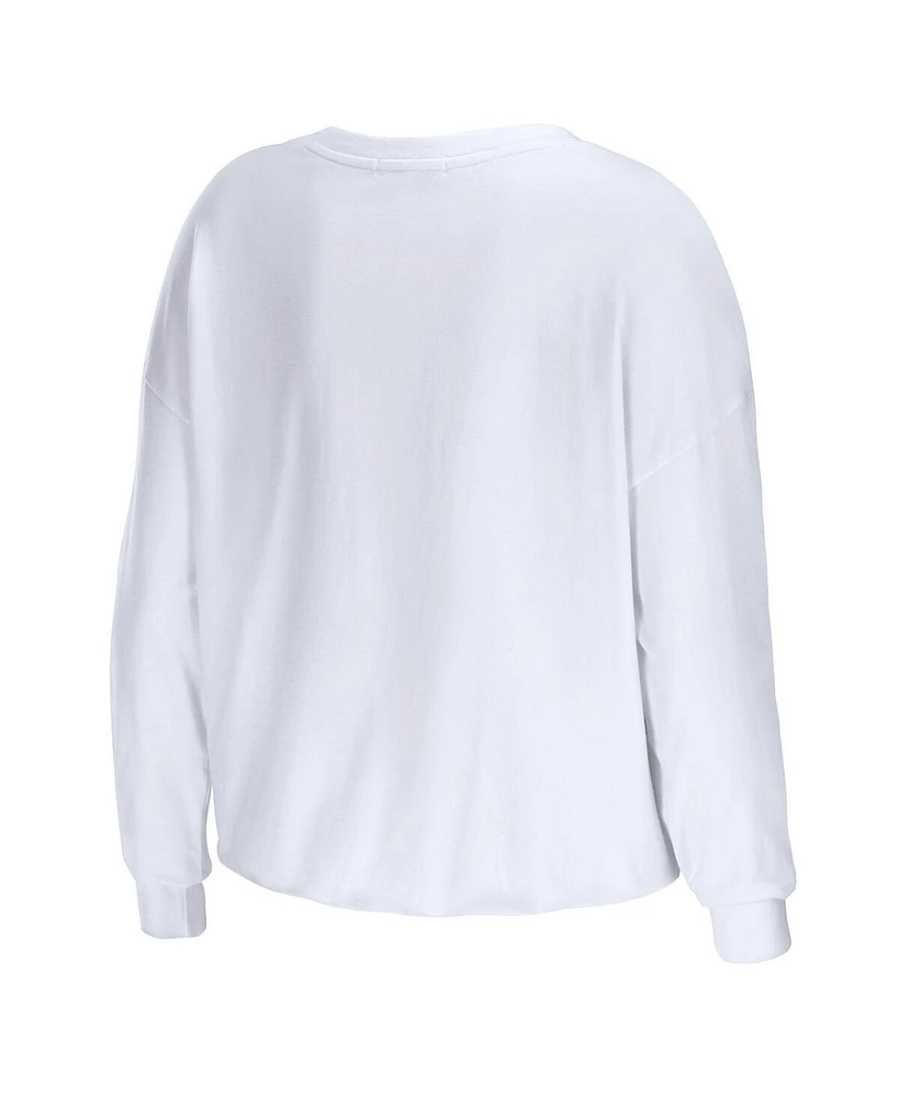Women's Wear by Erin Andrews White Georgia Bulldogs Diamond Long Sleeve Cropped T-shirt