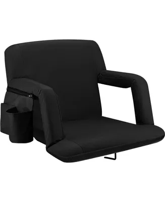 Alpcour Reclining Stadium Seat - Waterproof Foldable Camping Chair with Extra Thick Padding and Wide Back Support