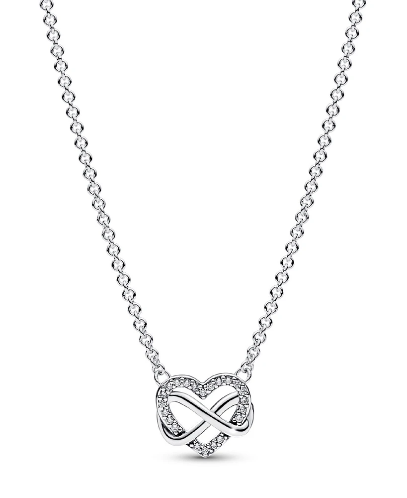 Pandora Moments Sterling Silver Sparkling Cubic Zirconia Infinity Heart Collier Necklace