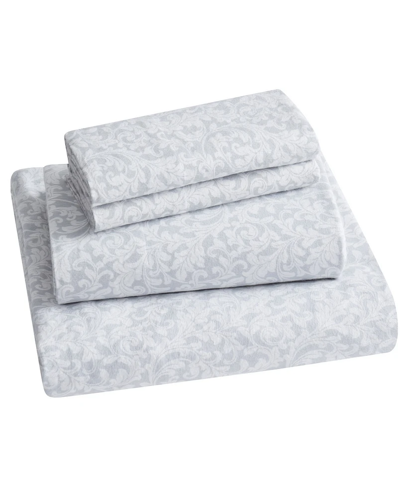 Tahari Home Scroll 100% Cotton Flannel 4-Pc. Sheet Set, Full